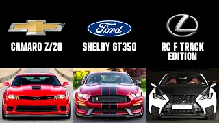 Car Comparison: NA V8 RWD | Camaro Z/28 vs Shelby GT350 vs RC F Track Edition | 4enthusiasts