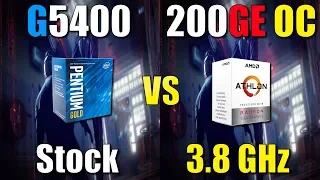 Athlon 200GE Overclocked to 3.8GHz vs Pentium G5400