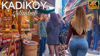 Istanbul Turkey Kadikoy Bazaar, Street Foods, Restaurants,Walking Tour 4K