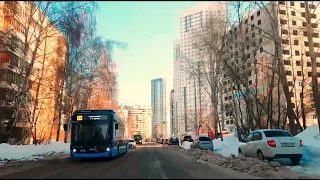 Автопрогулка по улицам Советская, Сулимова города Екатеринбург в середине февраля, выходной день