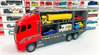 12トミカカーの種類 &Tomica opening and put in big Okatazuke convoy(red heart)