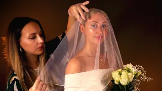 ASMR Wedding Perfectionist Photoshoot | veil fixing, flowers, dress & hair adjustments 