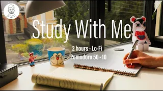 Study with me 2 Hours / Study under the sun 🌤️📚 / Pomodoro 50/10 / Lo-Fi