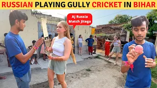 Russian Playing Gully Cricket in the Village of BIHAR