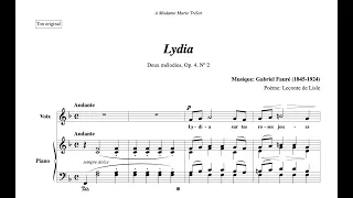 Lydia (Gabriel Faure) - Piano Accompaniment in F Major (Original Key)