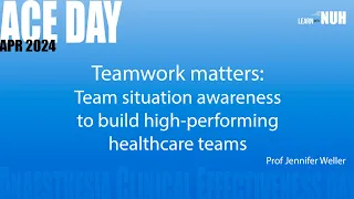 Teamwork matters: Team situation awareness to build high performing healthcare teams