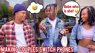 Making Couples Switch Phones Loyalty Test Pt. 2 💔 Public Interview