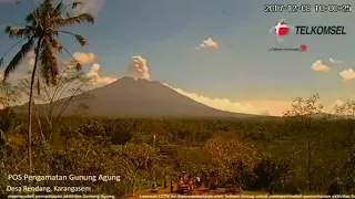 Timelapse showing Bali Mount Agung erupting several times