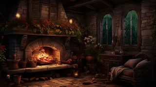 Cosy Evening Retreat: Rainy Night with Fireplace Ambiance for Relaxation and Work Efficiency