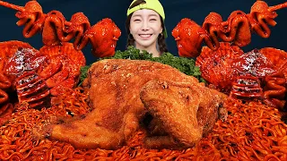 ENG SUB) Whole Fried Chicken 🍗 Seafood Buldak Squid Korean Tteokbokki Mukbang & Recipe ASMR Ssoyoung