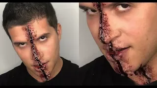 SFX Cut | Split face Halloween makeup tutorial 2017