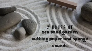 ZEN GARDEN.2 HOURS OF SAND CRINKLE AND CUTTING PAPE AND SPONGE SOUNDS | BLACK SCREEN | ASMR (NO ADS)