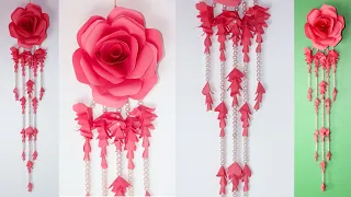 Paper Rose Flower Wall hanging,Paper Craft Wall hanging ideas, Easy Home Decor Ideas 2020