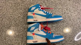 Real Vs Fake Legit Check Off White Air Jordan 1 UNC IN A DETAIL REVIEW COMPARISON UPDATED