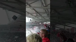 RWE Fans bei dem Tor zum 1:0 gegen Jena