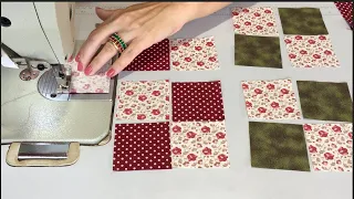 Lindo TAPETE de RETALHOS Fácil de COSTURAR em PATCHWORK aproveitando RETALHOS PEQUENOS 😍🥰