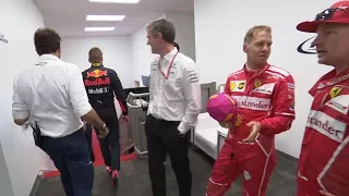 US GP Verstappen gets replaced by Räikkönen in the cooldown room