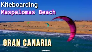 Kiteboarding  Maspalomas Beach , Gran Canaria - Canary Islands Spain - DJI Mavic 2 pro