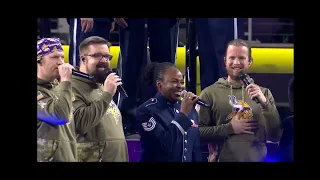 Home Free Vikings, Cowboys halftime show. "My country tis of thee" & "God bless the USA"