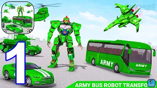 Army Bus Robot Car Game 3D - Gameplay Walkthrough Part 1 Car,Tank,JET Mode (iOS,Android Gameplay)