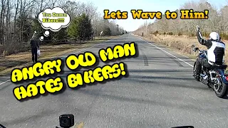 Angry Old Man Hates Bikers! Lets Wave to Him!