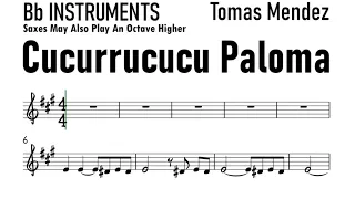 Cucurrucucu Paloma Bb Instruments Sheet Music Backing Track Play Along Partitura