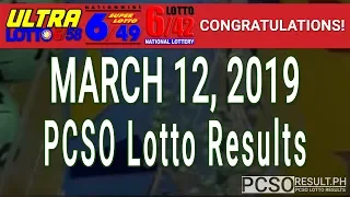 PCSO Lotto Results Today March 12, 2019 (6/58, 6/49, 6/42, 6D, Swertres, STL & EZ2)