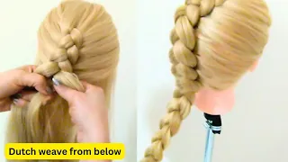 Hair weaving tutorial| Dutch weave from below | Easy hair weaving