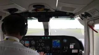 Aurigny Air Service Trislander Takeoff from Alderney Airport, Channel Islands
