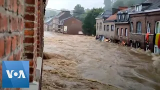 Flood Waters Rush Down Belgium Streets
