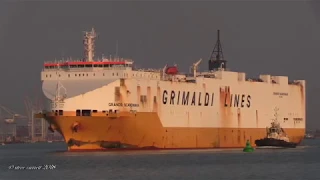 Grimaldi Lines Vehicle Carrier GRANDE SCANDINAVIA departure Southampton for Barcelona 04/09/18