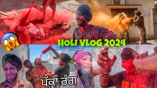 Holi Hai 2024 😱 PAKKA RANG *Balloons FIGHT* Punjab Di Holi , Colour Cylinder
