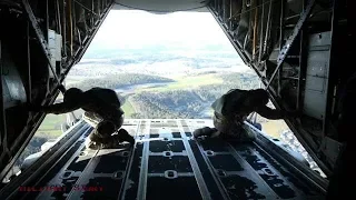 US Army Special Forces Special Training Jumps Fast from Hacules Lockheed C-130 Aircraft