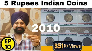 All 5 rs Indian coins 2010 5 rupees indian coins value #thecurrencypedia #rajgyanee #tcpep10 #viral