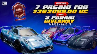 Buying 7 PAGANI for $362000,00 UC | 2 PAGANI Giveaway | 🔥 PUBG MOBILE 🔥