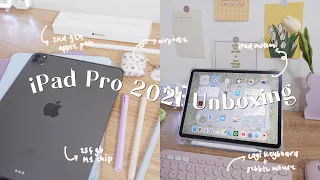 iPad Pro 2021 11' & accessories unboxing (space gray, 256GB, M1 chip) + iPadOS 15 customization ☁️