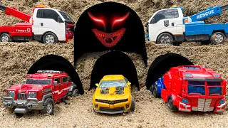 TRANSFORMERS 7: RISE OF THE BEASTS Stop Motion - CRANE, TRACTOR, BUS, TRAIN, CAR Robot Accident Toys