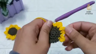 مادلية وردة دوار الشمس بالكروشيه إستغلال بواقي خيط الكروشيه.... crochet sunflower