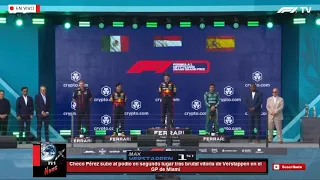 Checo Pérez sube al podio en segundo lugar tras brutal victoria de Max Verstappen en el GP de Miami