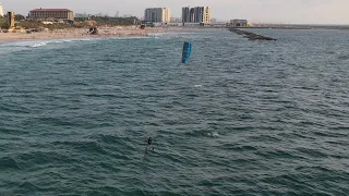 Kitesurfer on Hyrdofoil - session in Hertzelia