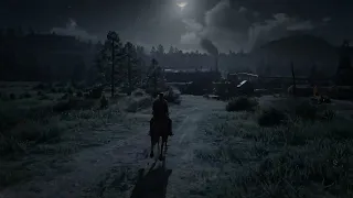 4K Relaxing Realistic Horse Riding at Night | RDR2 ambience and sounds