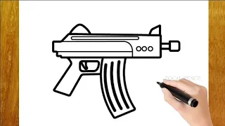 HOW TO DRAW A GUN ( SUBMACHINE GUN)