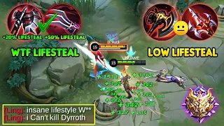 GLOBAL DYRROTH NEW DOUBLE RED HIGH LIFESTEAL ONE SHOT BUILD 100% OP IN HIGH RANKED ( must try )