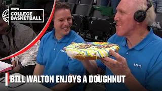 Bill Walton eats a Bill Walton Voodoo Doughnut | ESPN College Basketball