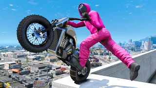 GTA 5 SQUID GAME Guard Motorcycle Crash/Fails/Ragdolls Episode 6 (Euphoria Ragdolls)