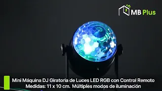 Mini Máquina DJ Giratoria de Luces LED RGB con Control Remoto, 11 x 10 cm