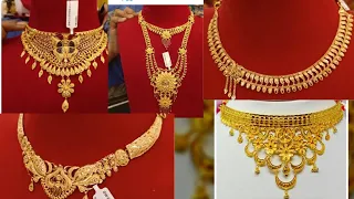 light weight bridal choker necklace and Sitahar #goldjewellery
