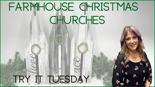 FARMHOUSE CHRISTMAS CHURCHES/DIY SCRAP WOOD