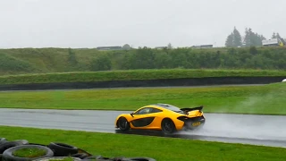 McLaren P1 - FLATOUT on wet track!