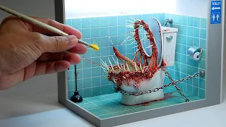 How to make The Scariest Toilet in the bathroom diorama